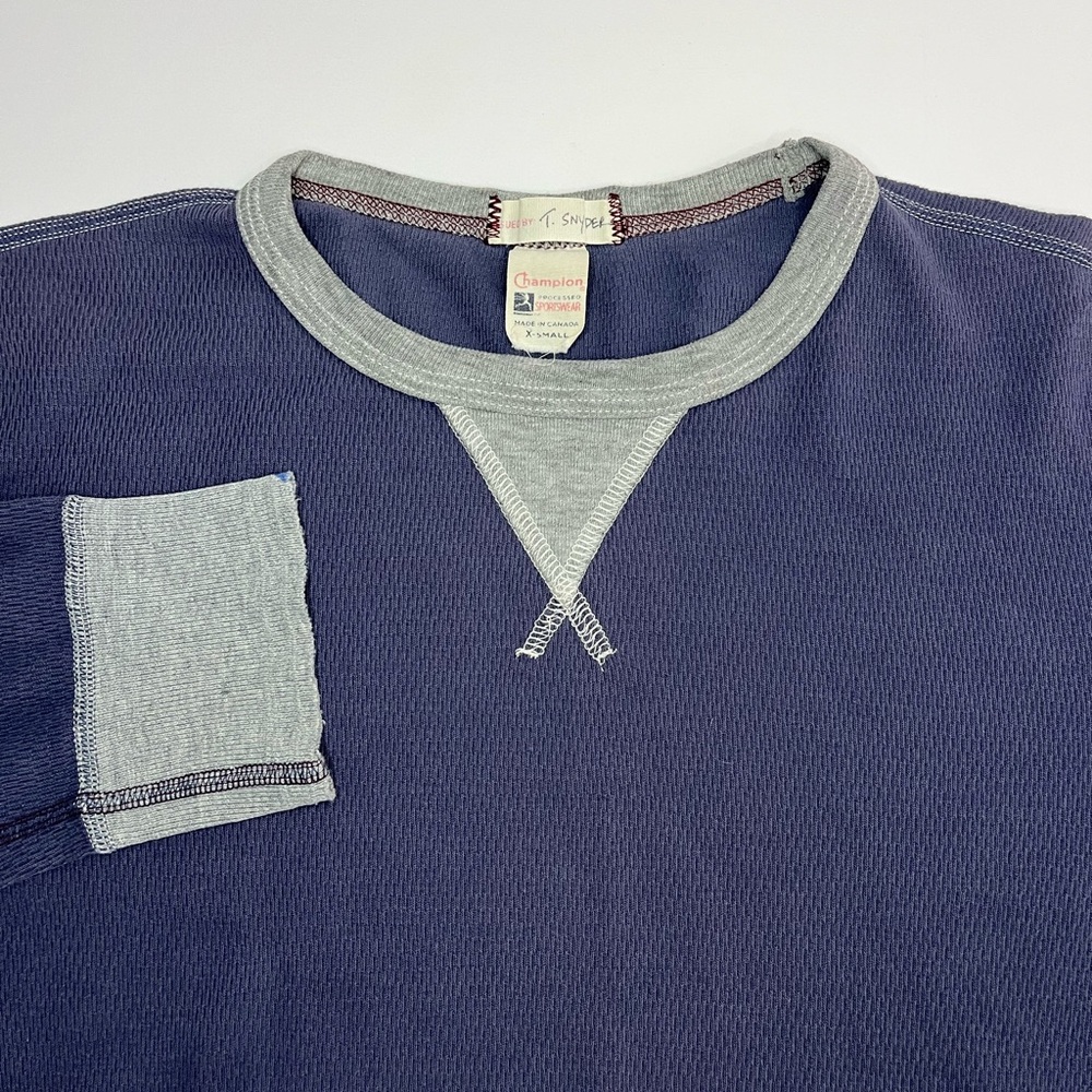 Todd Synder Champion Thermal Shirt Men Size XS Crewneck Long Sleeve Cotton Blue